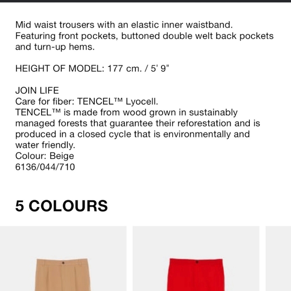 ZARA TROUSERS WITH TURN-UP HEM TENCEL LYOCELL - Picture 4 of 6